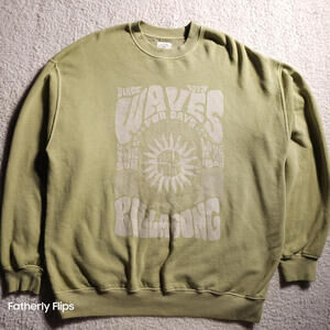 Billabong Mens Sage Green Graphic Sweatshirt Waves For Days Sun Fleece Size M